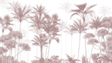 Tapet personalizat Tropical cu copaci tropicali in nuante de rosiatice - PLUM PALMS