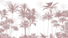 Tapet personalizat Tropical cu copaci tropicali in nuante de rosiatice - PLUM PALMS