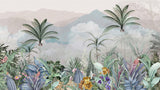 Tapet personalizat Tropical cu plante tropicale intr-un fundal texturat - TROPICAL OASIS