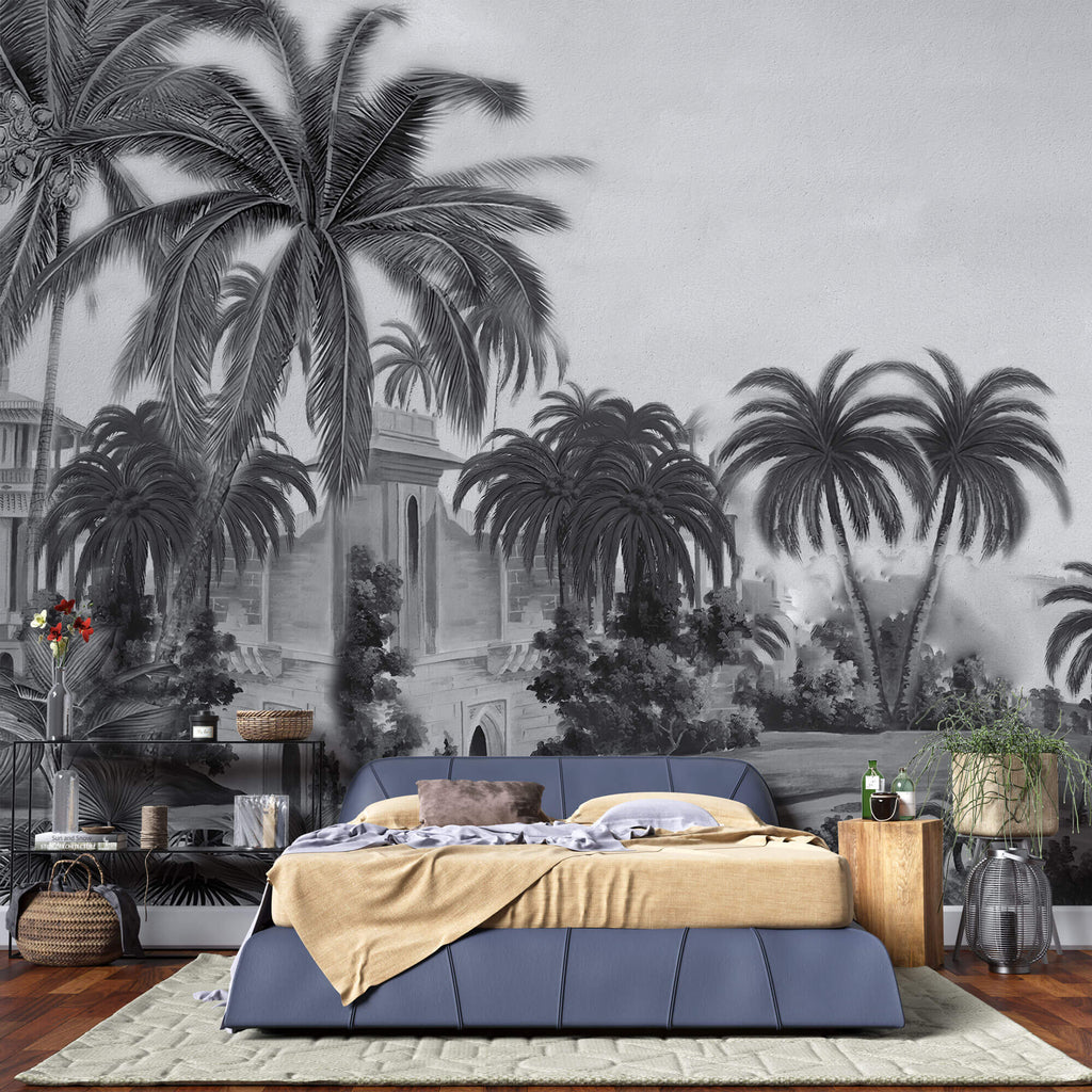 Tapet personalizat Tropical cu peisaj tropical al unui castel la malul marii - DAYDREAM FORTRESS