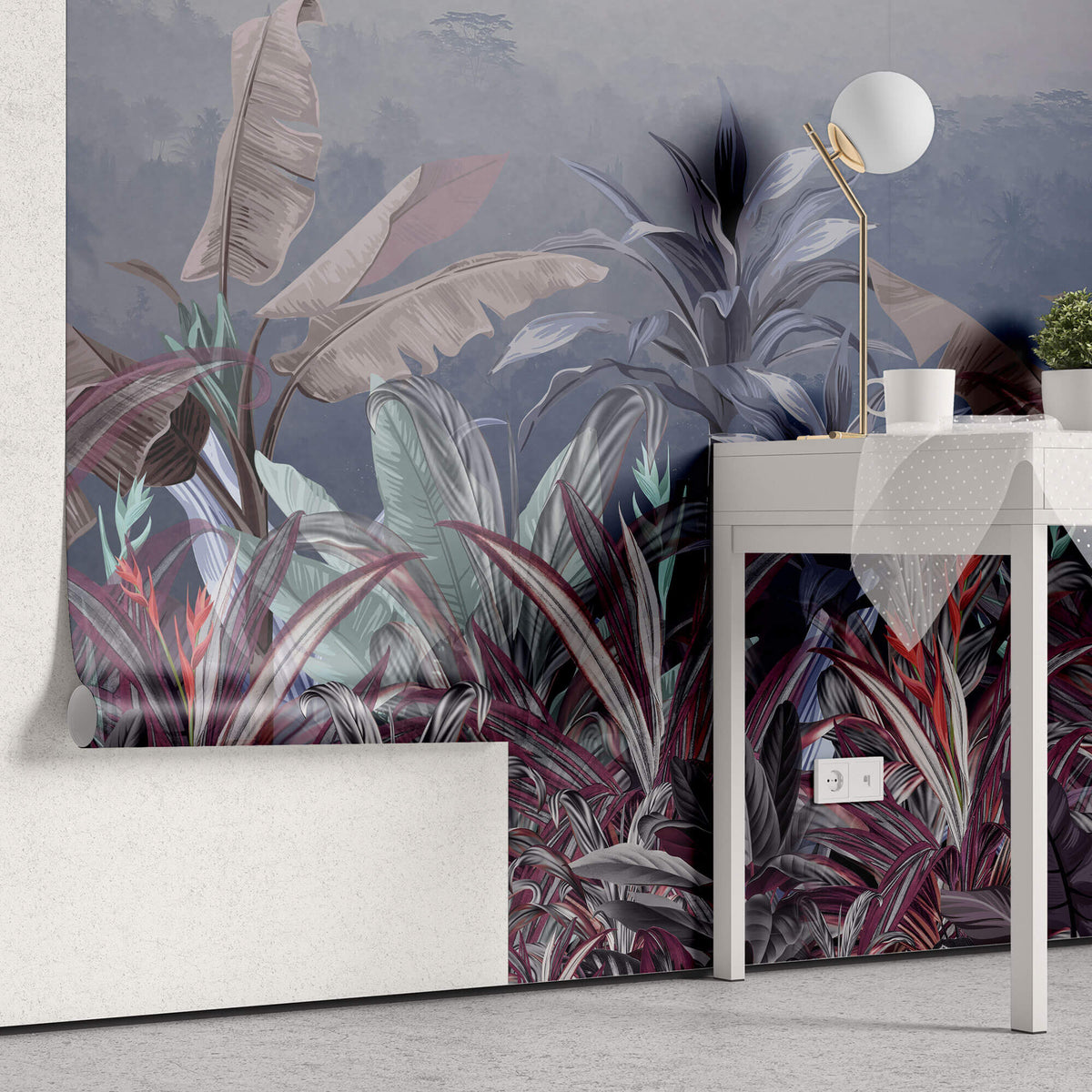 Tapet personalizat Tropical cu peisaj tropical pe timpul noptii - NIGHTFALL JUNGLE