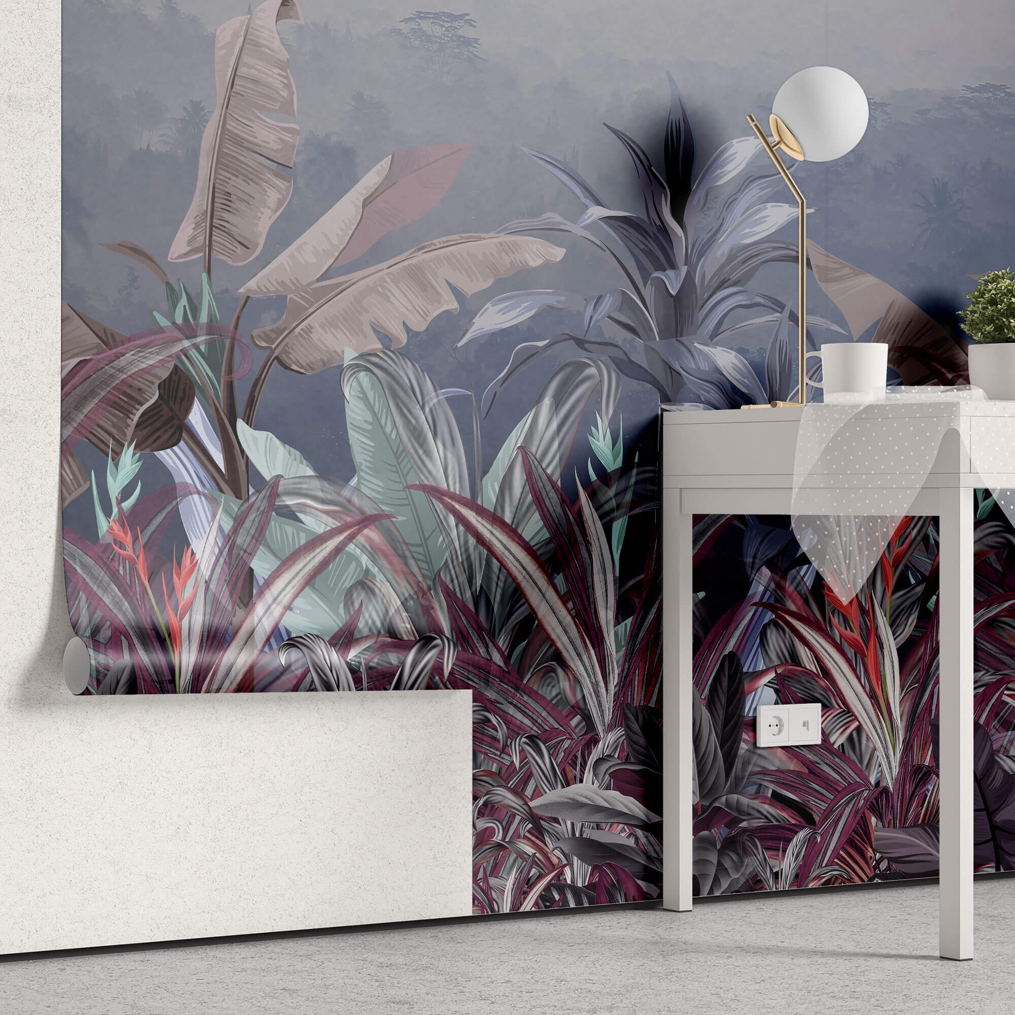 Tapet personalizat Tropical cu peisaj tropical pe timpul noptii - NIGHTFALL JUNGLE