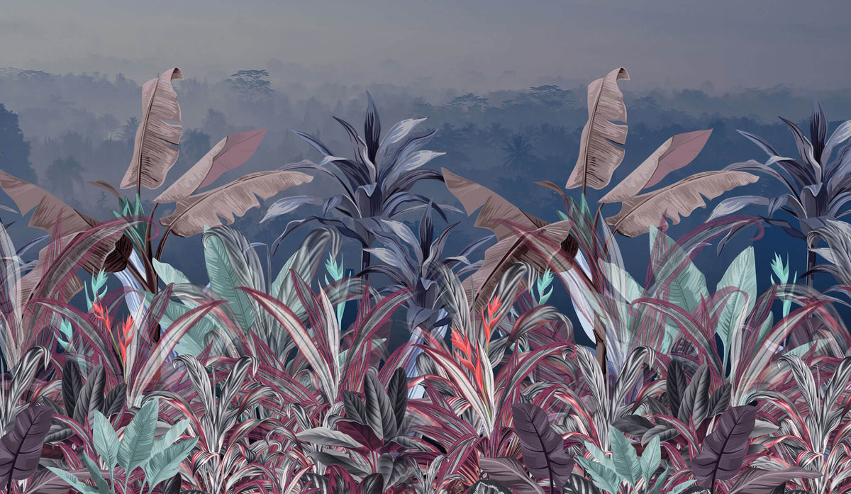 Tapet personalizat Tropical cu peisaj tropical pe timpul noptii - NIGHTFALL JUNGLE