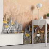Tapet personalizat Tropical cu floarea paradisului in nuante calde - YELLOW BIRD OF PARADISE