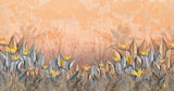 Tapet personalizat Tropical cu floarea paradisului in nuante calde - YELLOW BIRD OF PARADISE