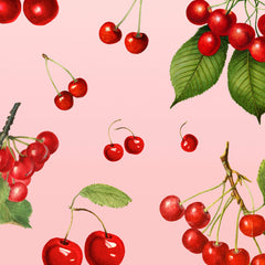 Tapet personalizat cu Fructe cu cirese rosii pe un fundal roz - CHERRY PINK