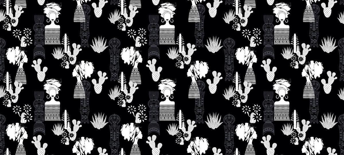 African Abstract Black Personalised Wallpaper