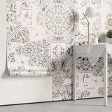 Tapet personalizat oriental cu modele de mandle in culori deschise warm mandala