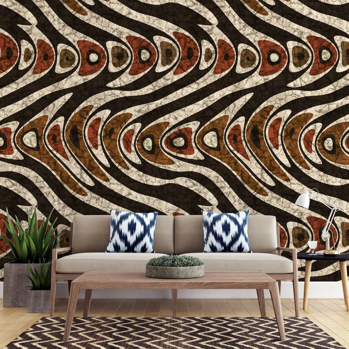 Tapet personalizat mozaic cu forme abstracte in nuante ciocolatii chocolate marble