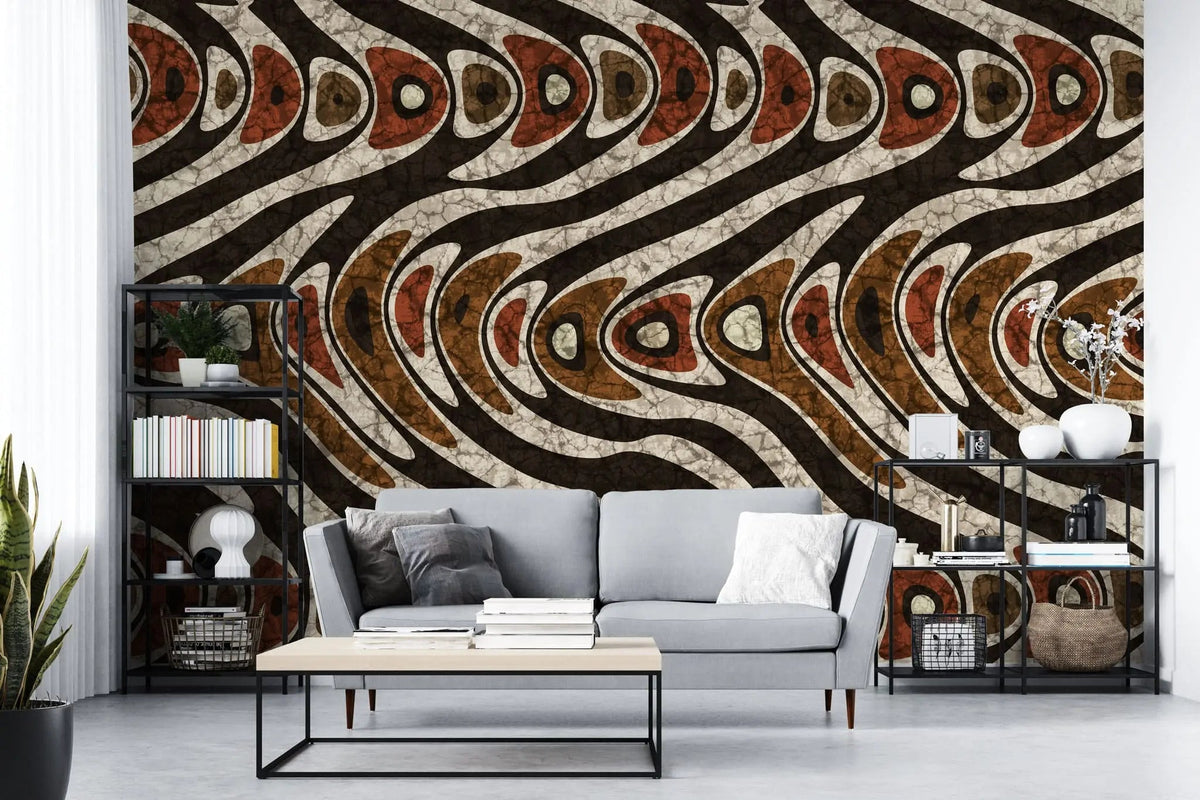Tapet personalizat mozaic cu forme abstracte in nuante ciocolatii chocolate marble