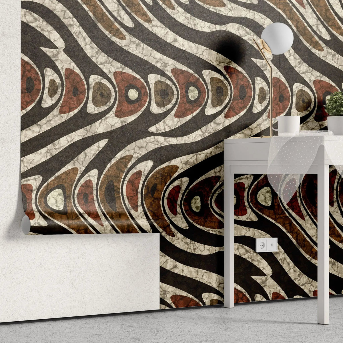 Tapet personalizat mozaic cu forme abstracte in nuante ciocolatii chocolate marble
