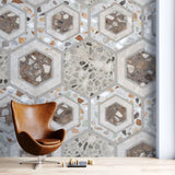 Tapet personalizat mozaic cu model de granit in nuante de bej si maro beige granit