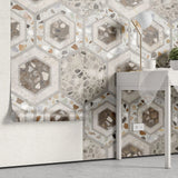 Tapet personalizat mozaic cu model de granit in nuante de bej si maro beige granit