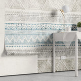 Tapet personalizat mozaic cu model aztec ikat in nuante de turcoaz si bej turqoise ikat