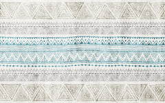 Tapet personalizat mozaic cu model aztec ikat in nuante de turcoaz si bej turqoise ikat