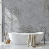 Tapet personalizat Mozaic cu fundal de ciment si insertii de mozaic - GREY CERAMIC MOSAIC
