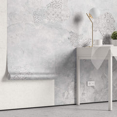 Tapet personalizat Mozaic cu fundal de ciment si insertii de mozaic - GREY CERAMIC MOSAIC