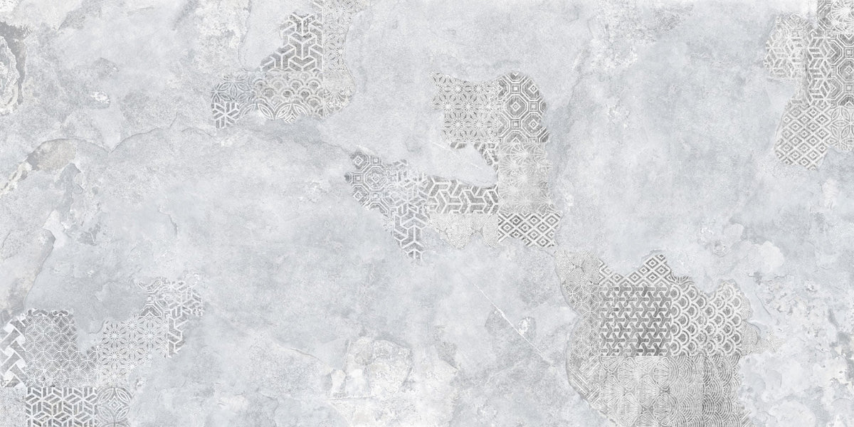 Tapet personalizat Mozaic cu fundal de ciment si insertii de mozaic - GREY CERAMIC MOSAIC