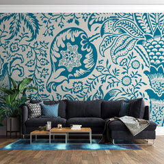 Tapet personalizat Mozaic cu model tropical de mosaic - BLUE INDIAN