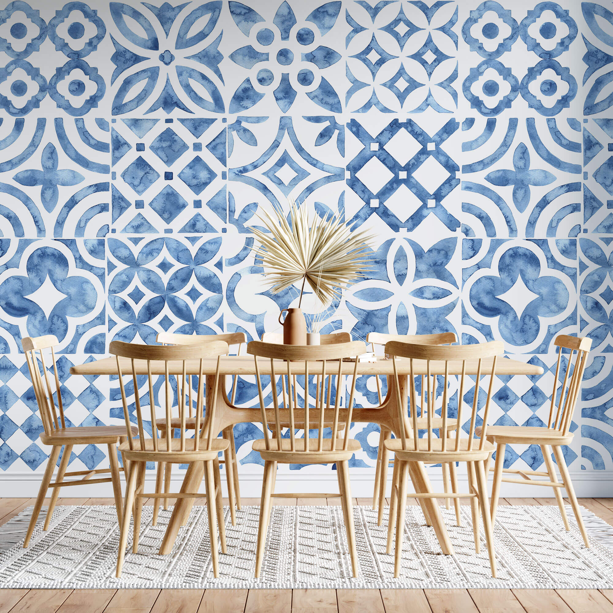 Tapet personalizat Mozaic cu mosaic abstract in nuante de albastru - WATERCOLOR MOSAIQUE