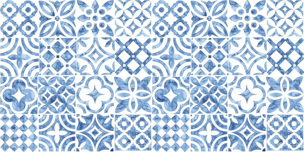 Tapet personalizat Mozaic cu mosaic abstract in nuante de albastru - WATERCOLOR MOSAIQUE