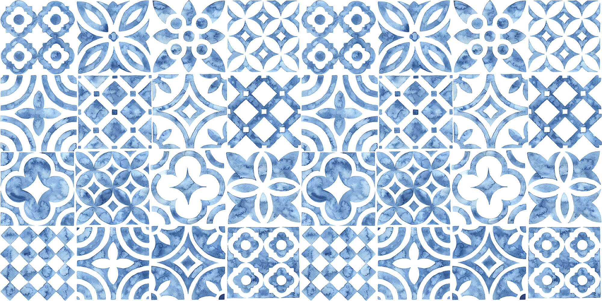 Tapet personalizat Mozaic cu mosaic abstract in nuante de albastru - WATERCOLOR MOSAIQUE