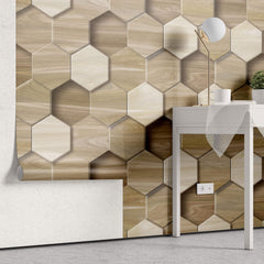 Tapet personalizat Mozaic cu mosaic ceramic 3D ce ilustreaza textura de lemn - WOOD TILES