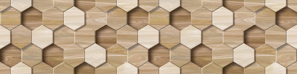 Tapet personalizat Mozaic cu mosaic ceramic 3D ce ilustreaza textura de lemn - WOOD TILES