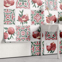 Tapet personalizat Mozaic cu mosaic fructat cu rodii - POMEGRANATE TILES