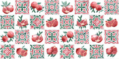 Tapet personalizat Mozaic cu mosaic fructat cu rodii - POMEGRANATE TILES
