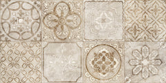 Tapet personalizat Mozaic cu elemente florale in nuante de bej granit - ANCIENT TILES