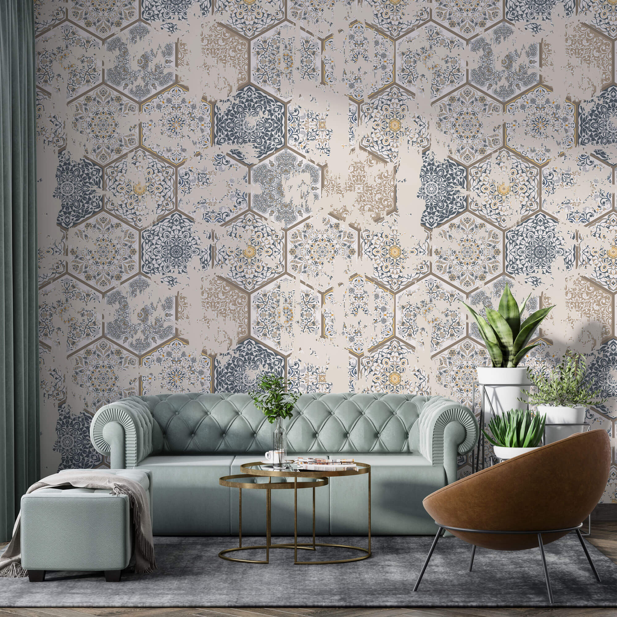 Tapet personalizat Mozaic cu mozaic in stil vintage - VINTAGE MOSAIC
