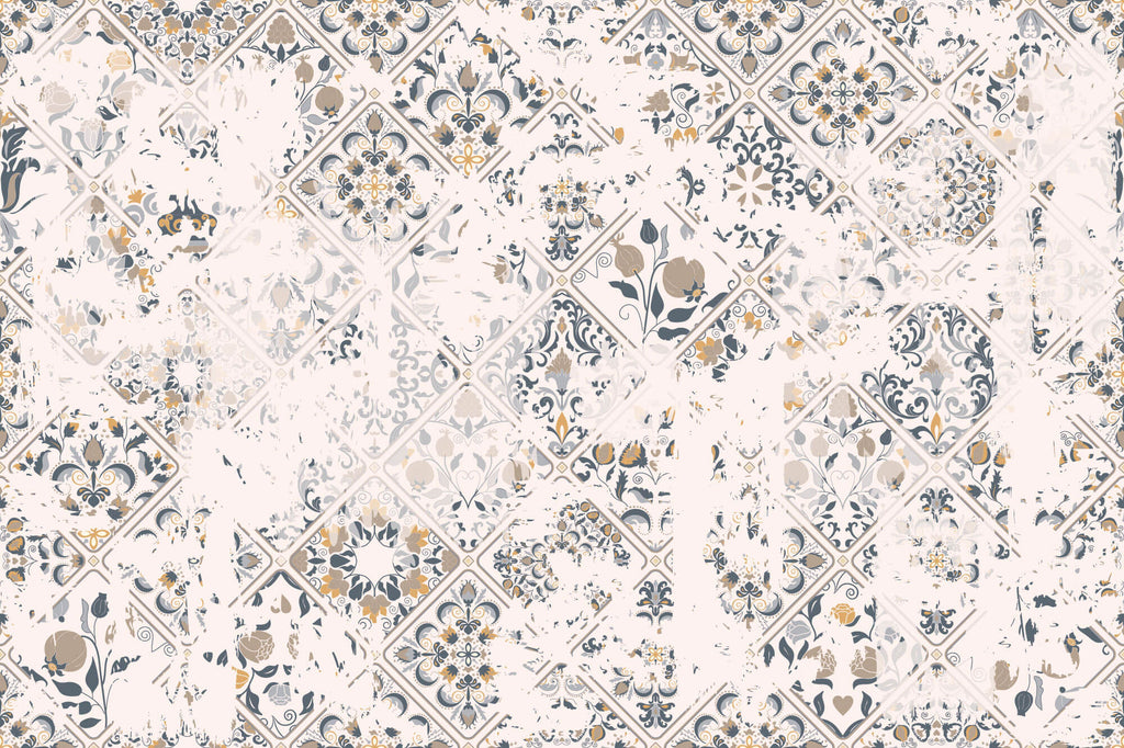 Tapet personalizat Mozaic cu mosaic in nuante de crem - VINTAGE KITCHEN