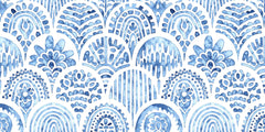 Tapet personalizat Mozaic cu mosaic albastru in nuante de albastru watercolor - BLUE ARCHES TILES