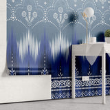 Tapet personalizat Mozaic cu motive indiene in nuante de albastru - BLUE MUMBAI