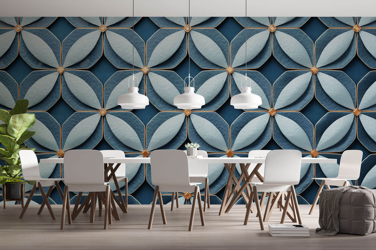 Tapet personalizat Mozaic cu elemente florale 3D - 3D FLOWER TILES