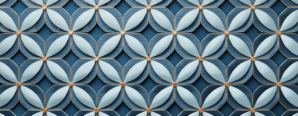 Tapet personalizat Mozaic cu elemente florale 3D - 3D FLOWER TILES