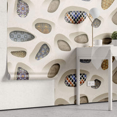 Tapet personalizat Mozaic cu perete 3D si elemente de mosaic colorat - STONE MOSAIQUE