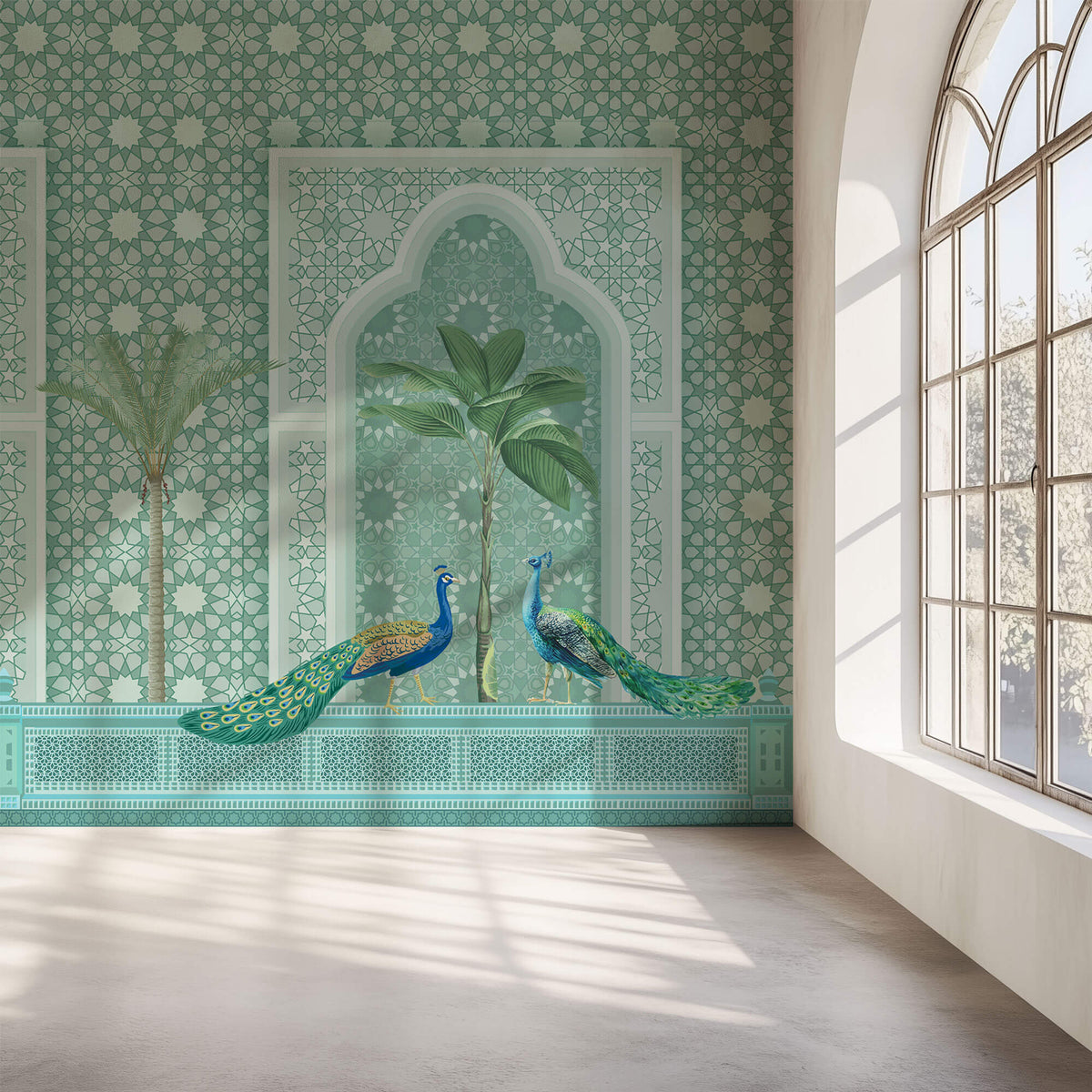Tapet personalizat Mozaic cu mosaic turcesc si pauni - ORIENTAL HAMMAM