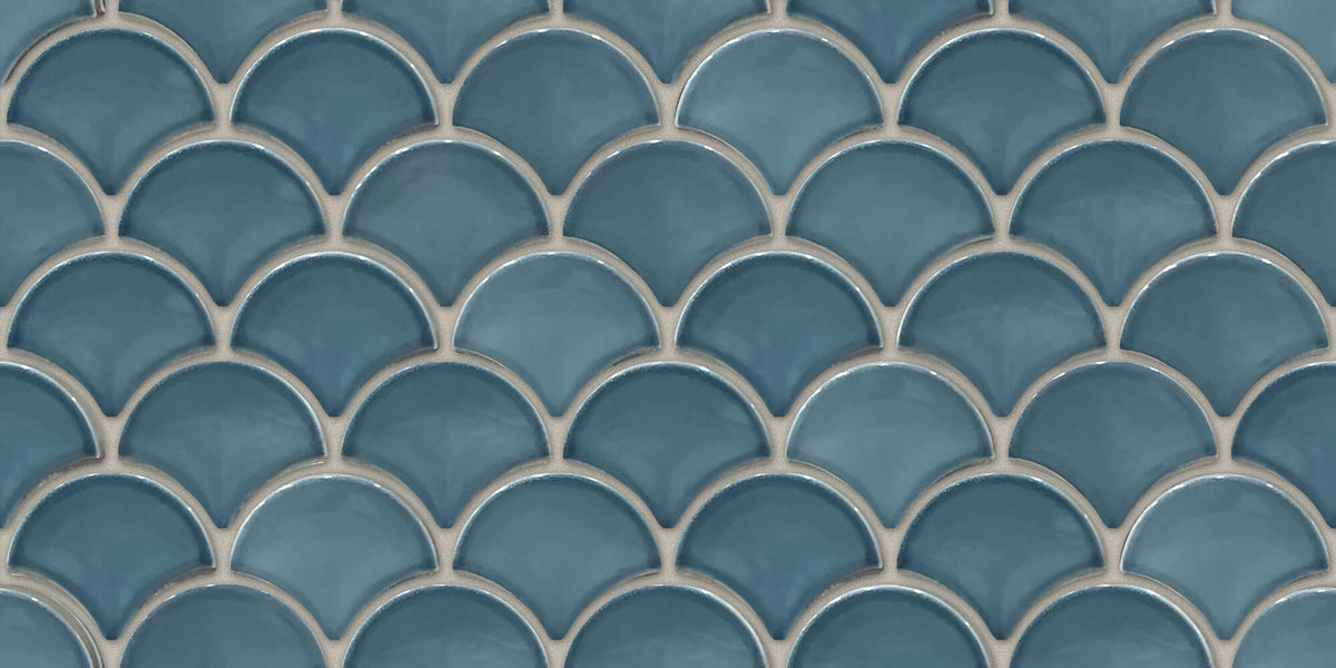 Tapet personalizat Mozaic cu mosaic ceramic albastru - BLUE SHELL MOSAIC