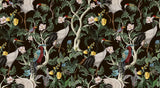 Tapet personalizat oriental cu cocori japonezi si fazani intr o jungla exotica orientala inflorita oriental jungle