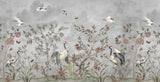 Grayscale Oriental Birds Personalised Wallpaper