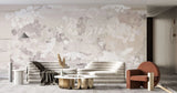Tapet personalizat zen oriental cu flori albe pe un fundal bej deschis serenity light