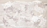 Tapet personalizat zen oriental cu flori albe pe un fundal bej deschis serenity light