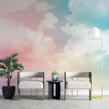 Tapet personalizat zen oriental cu nori visatori roz si albastri pink clouds