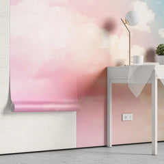 Tapet personalizat zen oriental cu nori visatori roz si albastri pink clouds