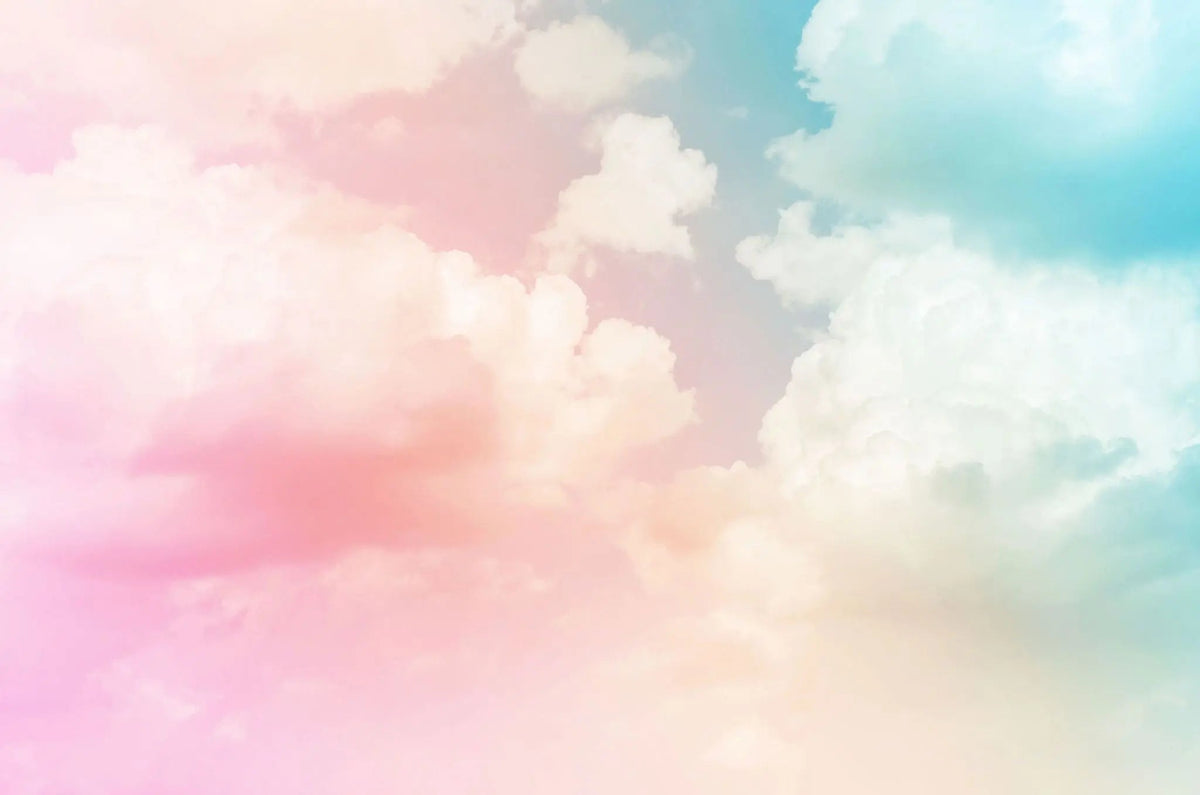 Tapet personalizat zen oriental cu nori visatori roz si albastri pink clouds