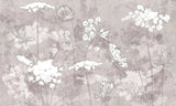 Tapet personalizat zen oriental cu flori albe pe un fundal bej inxhis serenity dark