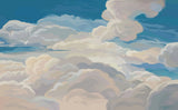 Tapet personalizat zen oriental cu nori albi pictati pe cerul albastru painted clouds