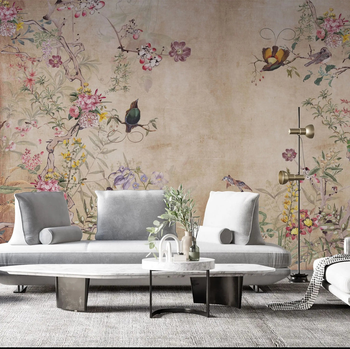 Tapet personalizat zen oriental cu gradina orientala vintage vintage gardenia